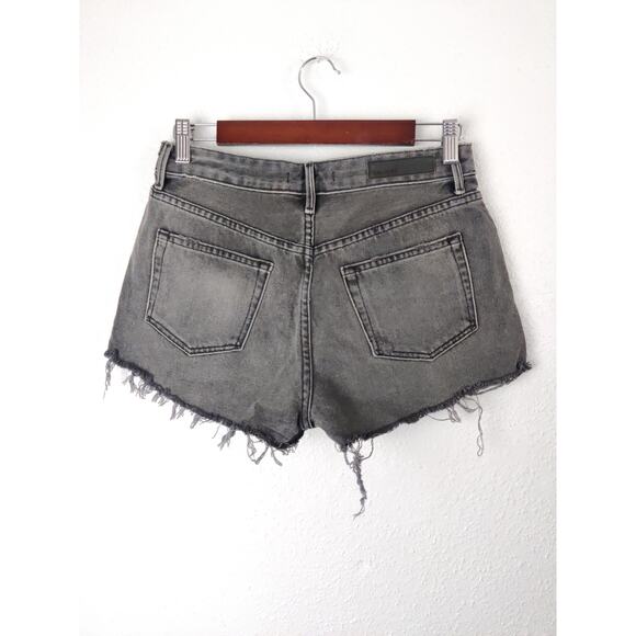 GRLFRND Revolve Cindy Gray Cotton High Waisted Raw Hem Denim Cut Off Shorts 27 - Picture 6 of 10